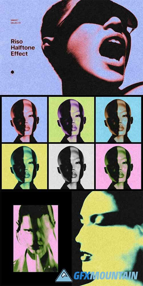 Vintage Riso Halftone Photo Effect