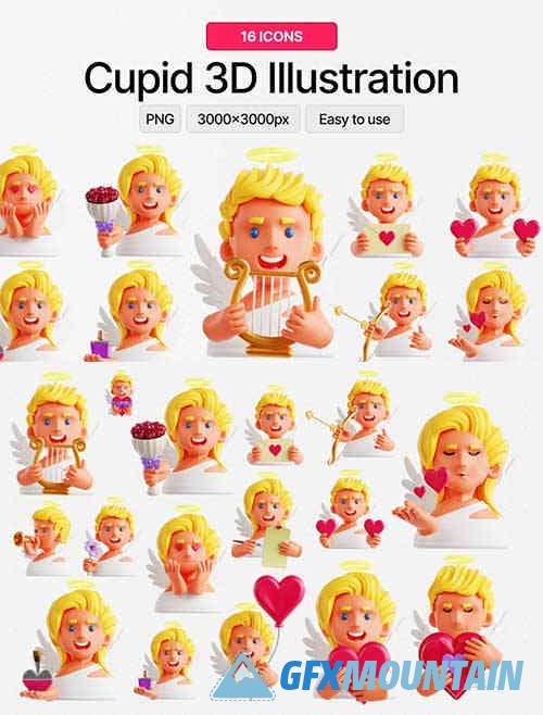 Cupid 3D Icon Set