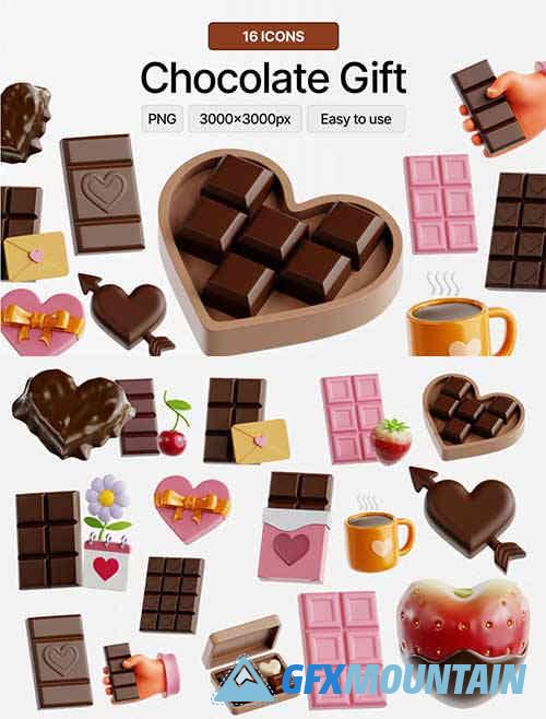 Chocolate Gift 3D Icon Set