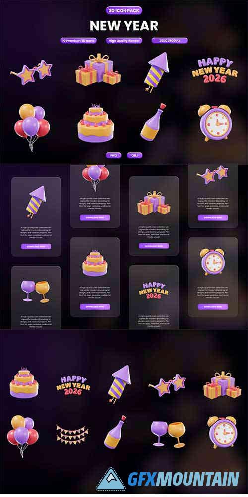 New Year 2026 Celebration Icon Pack