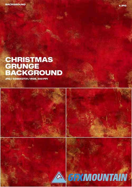 Christmas Red And Gold Grunge Background