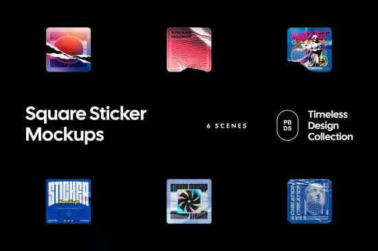Square Sticker Mockups