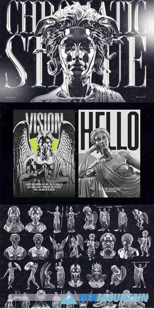 Chromatic Metal Statue PNG Collection