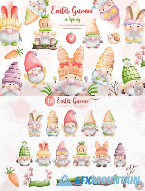 Watercolor Cute Easter Gnome Spring Collection