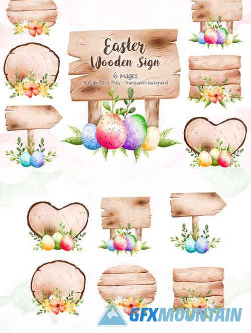 Easter Wooden Sign Clipart