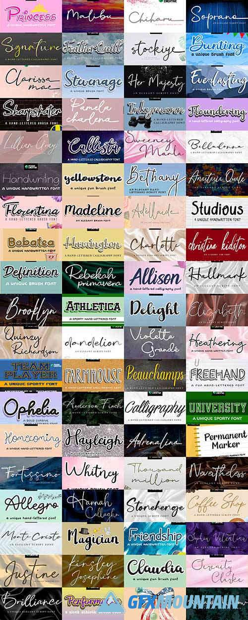 Mega Handlettered Font Bundle