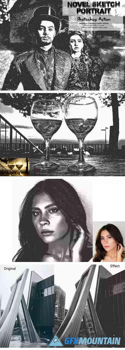 Novel Sketch Portrait Photoshop Action