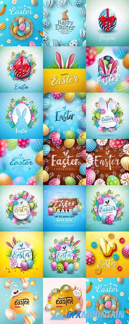 Happy Easter Vector Illustrations