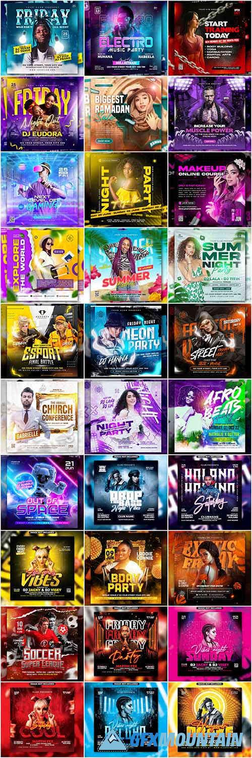 Flyer social media post, psd banner set