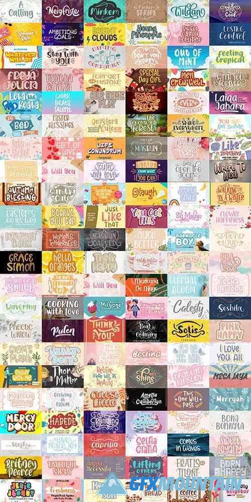 Lovely Bunny in Spring Font Bundle