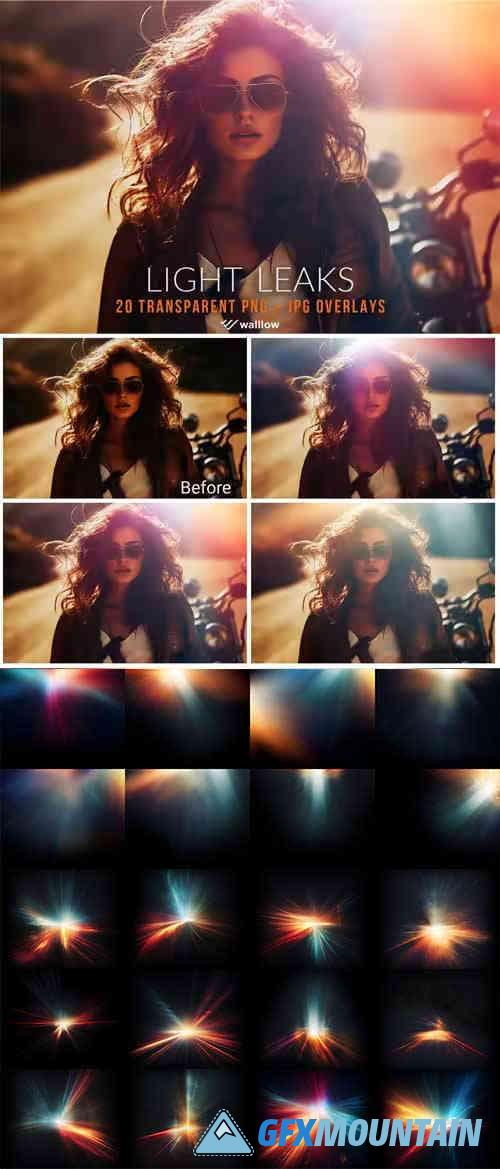 Vintage Light Leaks PNG Overlays
