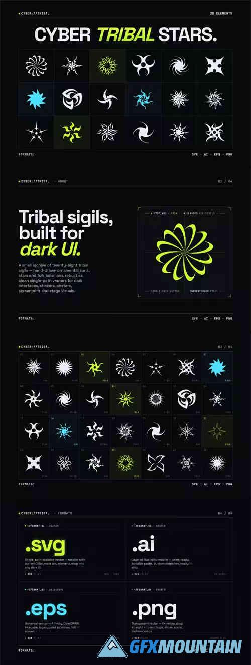 Cyber Tribal Stars - Vector Elements