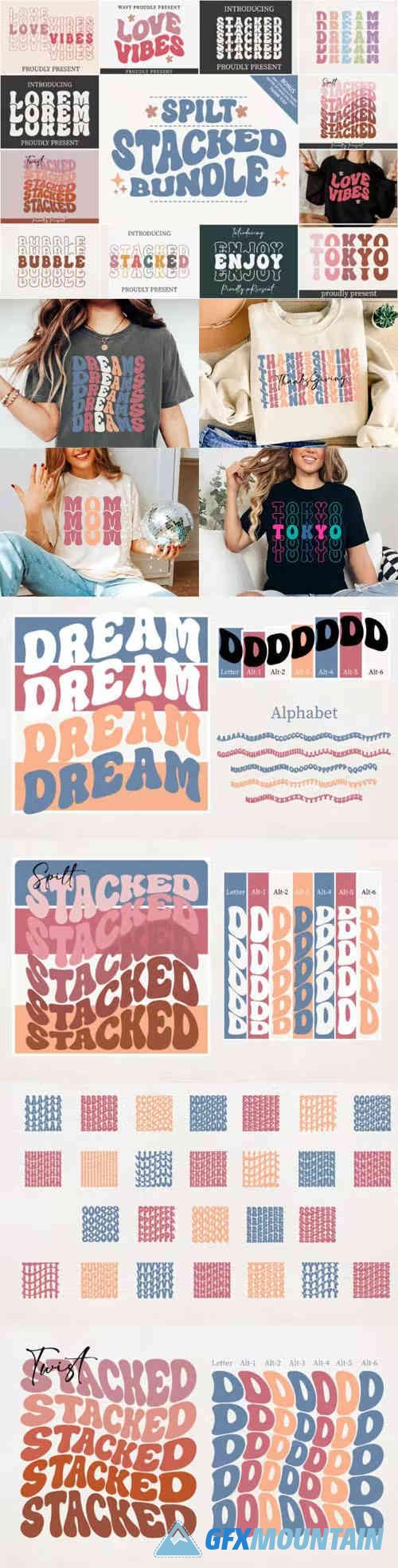Spilt Stacked Fonts Bundle