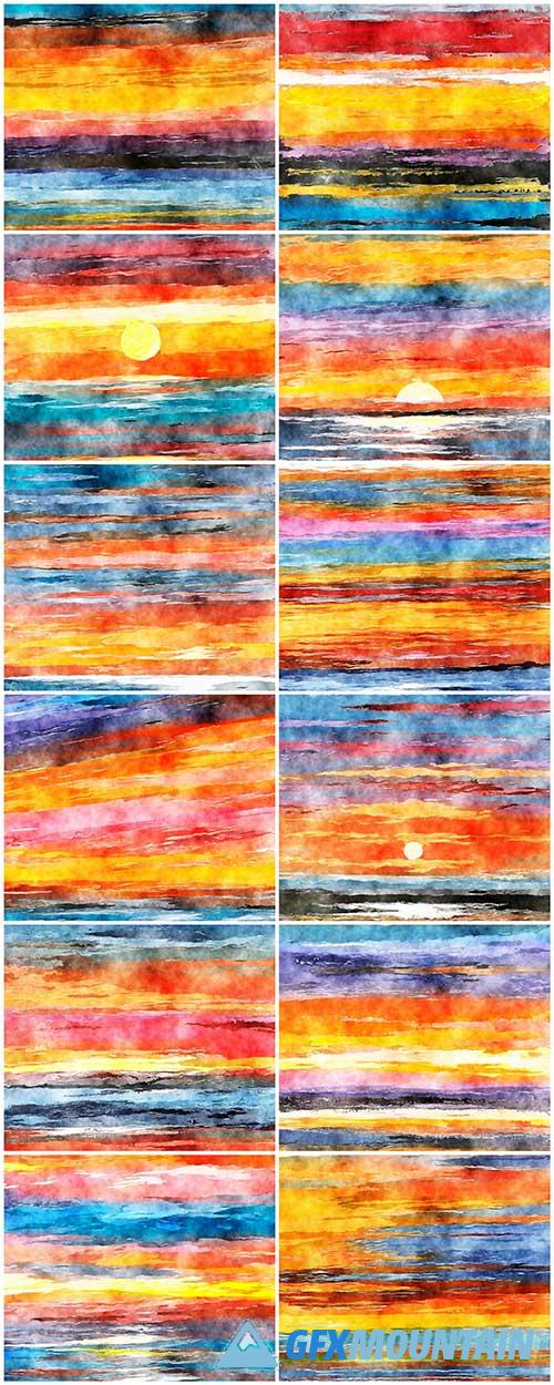 Sunsets – Watercolor Background Papers