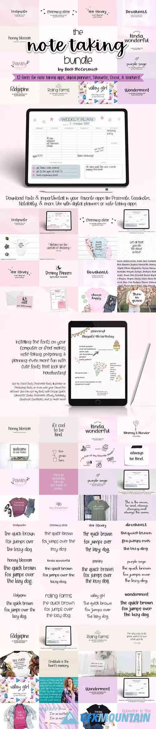 The Note Taking Font Bundle