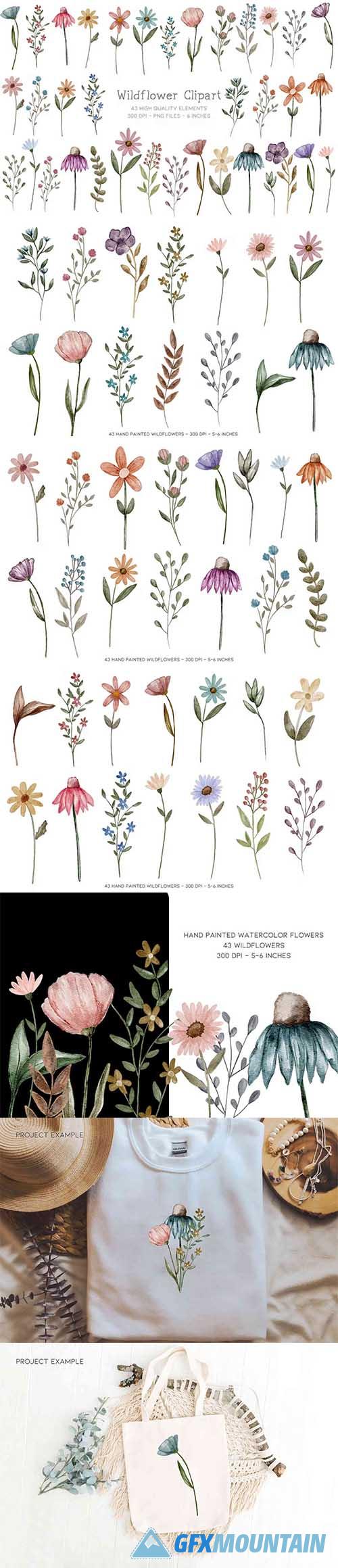 Painted Watercolor Flowers Clipart